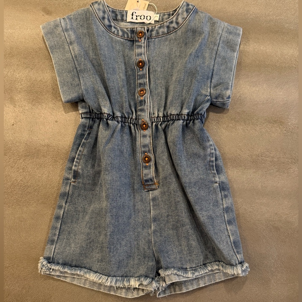 Froo Blue Denim Kids Romper. Size 3